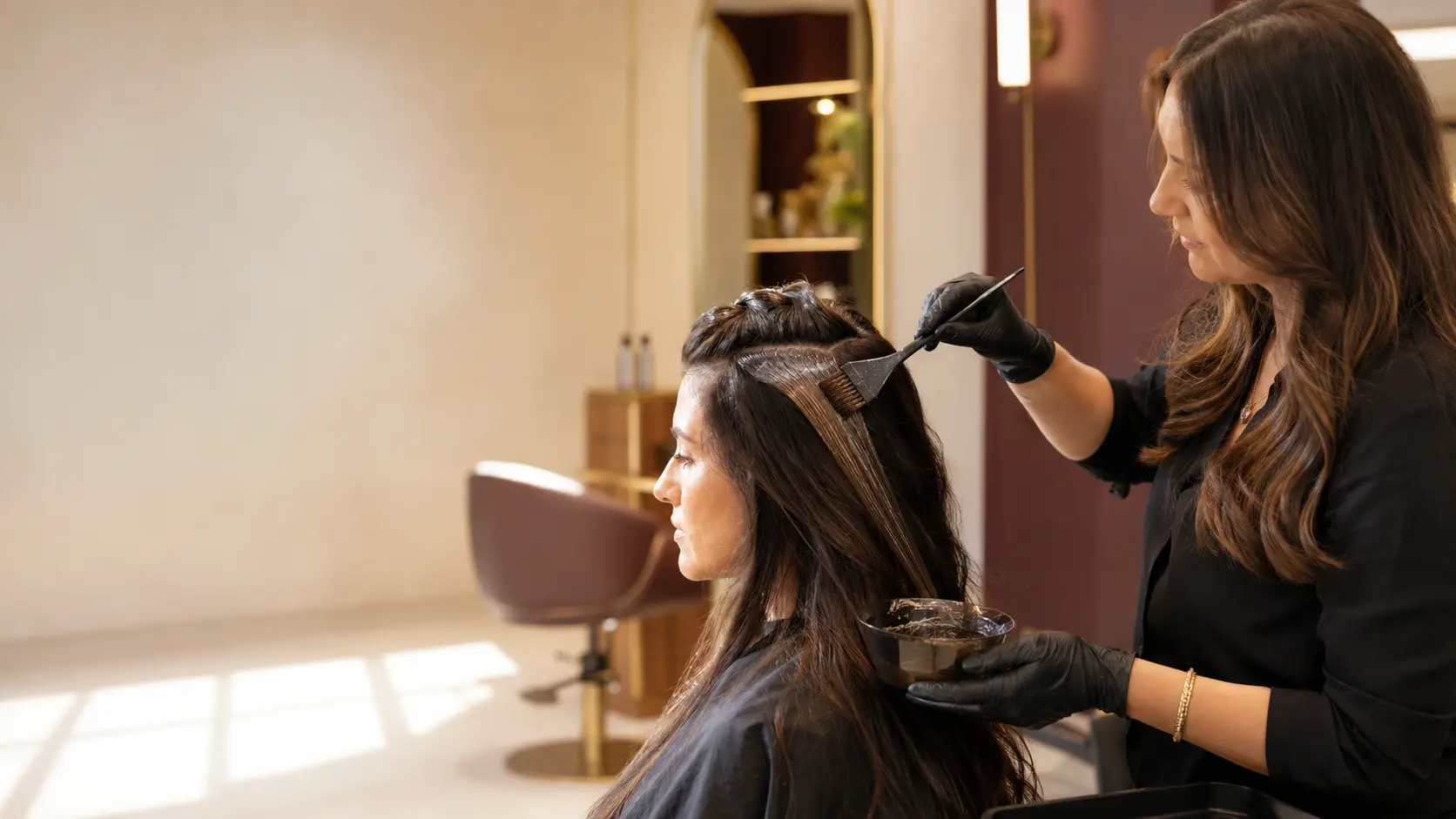 Professional hair colour application