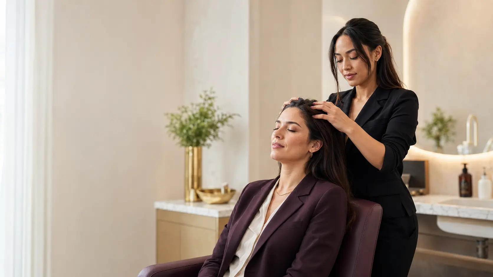 Salon head and scalp relaxation service